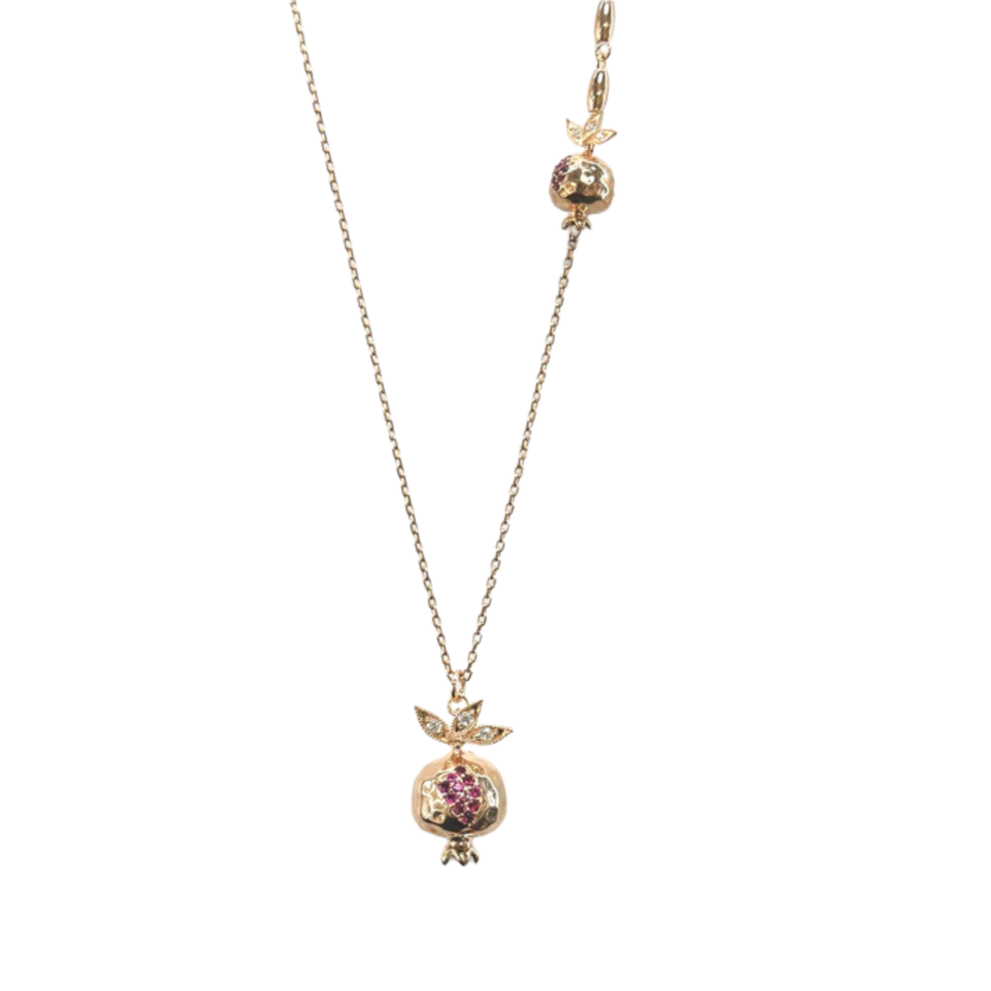 Pomegranate necklace with long chain #004